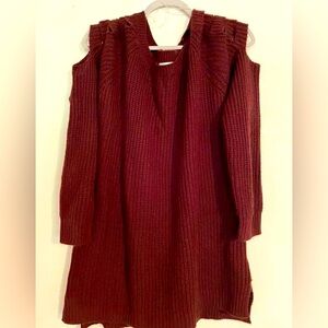 Burgundy cold shoulder sweater